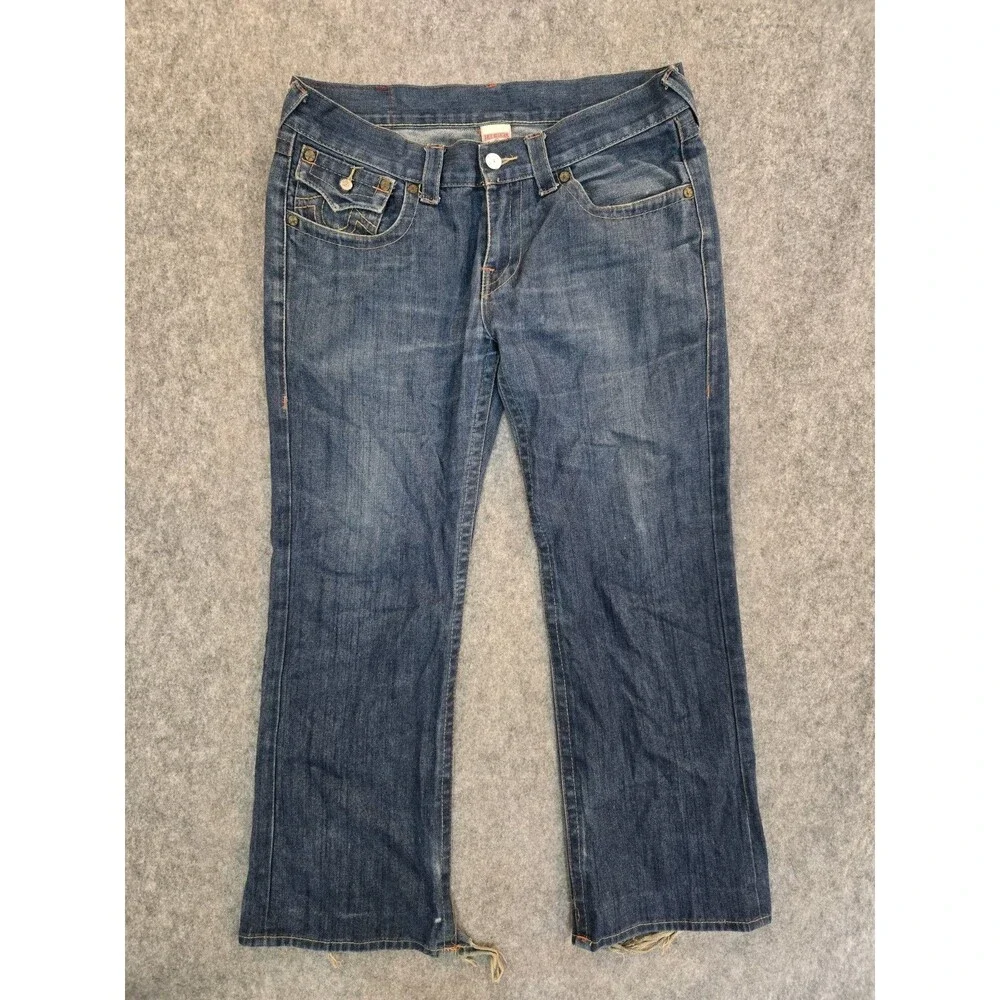 True Religion Rare Embroidered Shiva Hindu God Billy Vintage Wide Jeans 36x32
